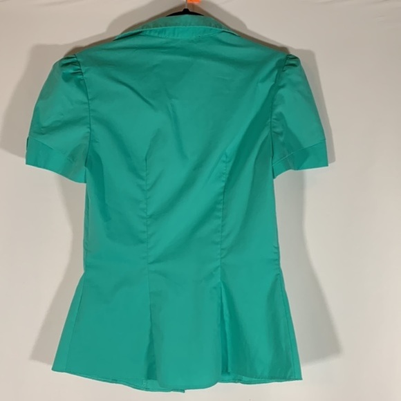Atmosphere Turquoise Button-Down Collared Blouse Top - Picture 5 of 7